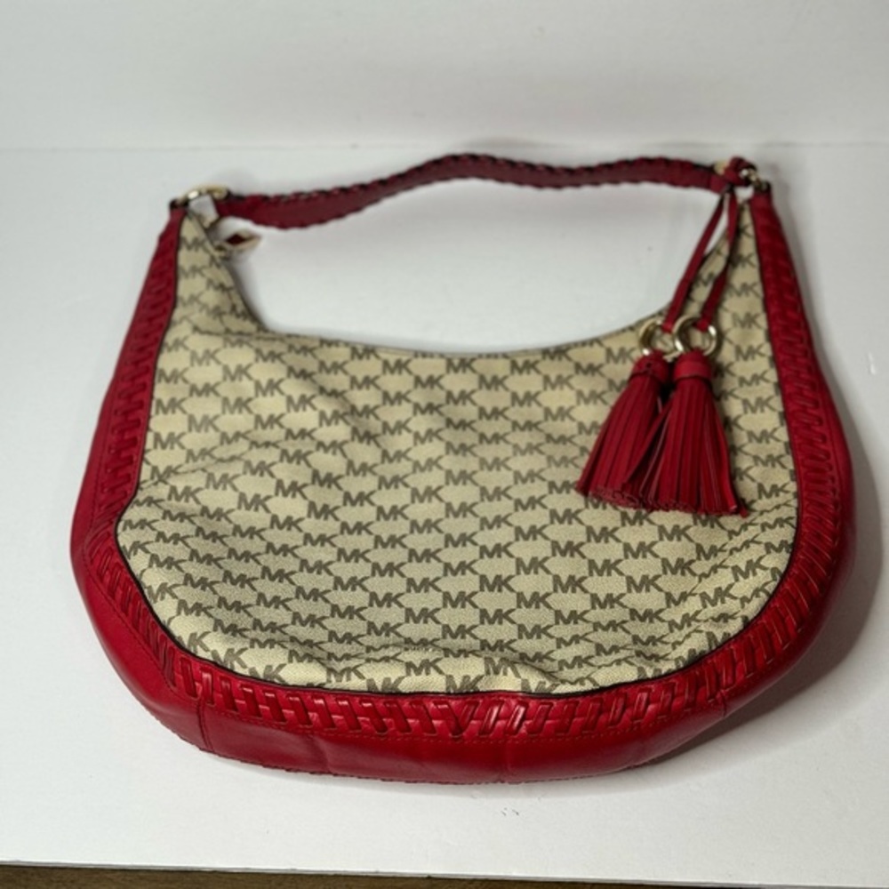 Michael Kors Leather Trimmed Coated Canvas Shoulder Bag